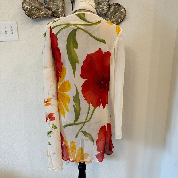 Dorothy Schoelen Platinum 3-Piece Set – Floral Tunic Top & Wide-Leg Pants - Picture 4 of 8